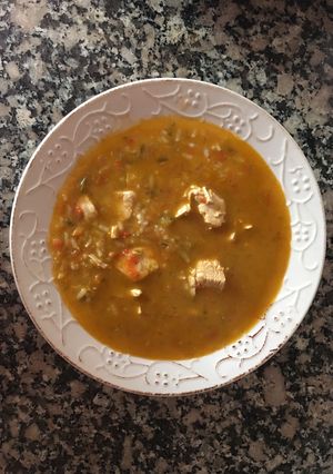 Una foto de Arroz caldoso con pollo