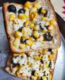 Cheese Corn bread pizza