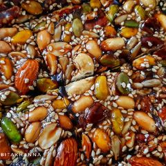 Mixed nuts and seeds Chikki A picture of Mixed nuts and seeds Chikki.