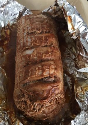 Una foto de Lomo de cerdo al horno con arroz árabe