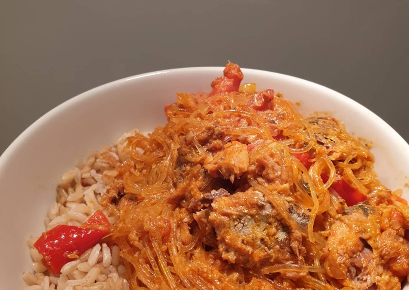 Indonesian stir fry mihun with sardines