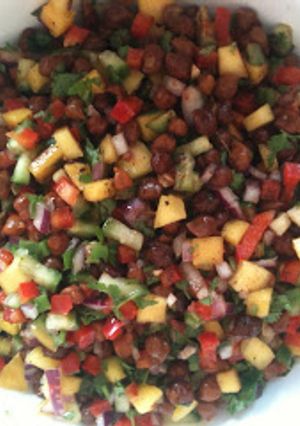 A picture of Chana Jor Garam (Black Garbanzo Bean Salad).