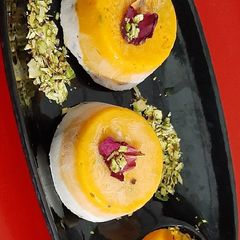 A picture of Vegan Mango Coconut Rose Petals Kulfi.