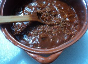 Una foto de Carne molida con la salsa que queda