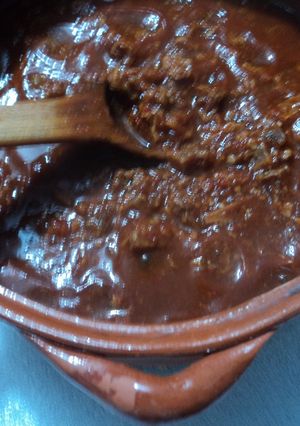 Una foto de Carne molida con la salsa que queda