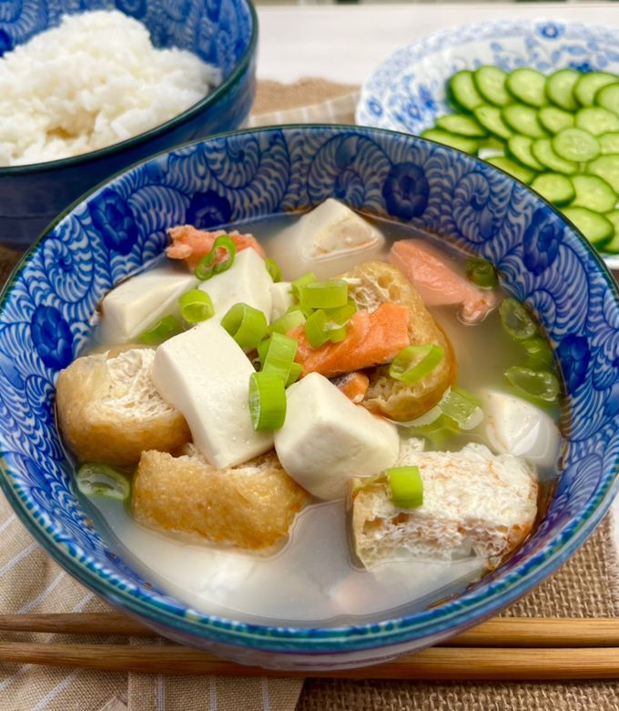 Sup Miso Tofu Salmon Nasi