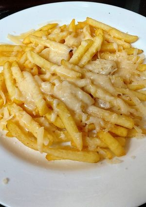 A picture of My Parmesan melted Cheese over French fries 😘.