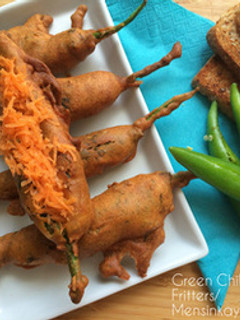 A picture of Mirchi bajji {green chilli fritters ).