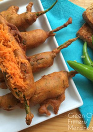 A picture of Mirchi bajji {green chilli fritters ).