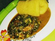 A picture of okro soup with beef