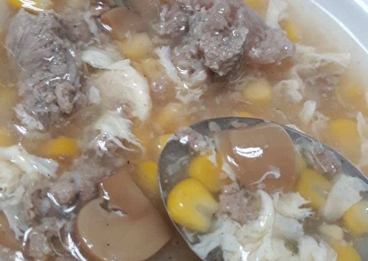 Bagaimana Menyiapkan Sup jagung sapi jamur Anti Gagal