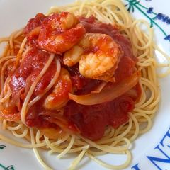 A picture of Shrimp tomato pasta.