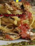 Linguine con Alici Fresche, Pomodorini e Pesto di Pistacchio