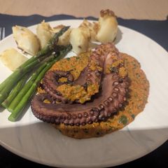 Char-Grilled Octopus with Romesco Sauce A picture of Char-Grilled Octopus with Romesco Sauce.
