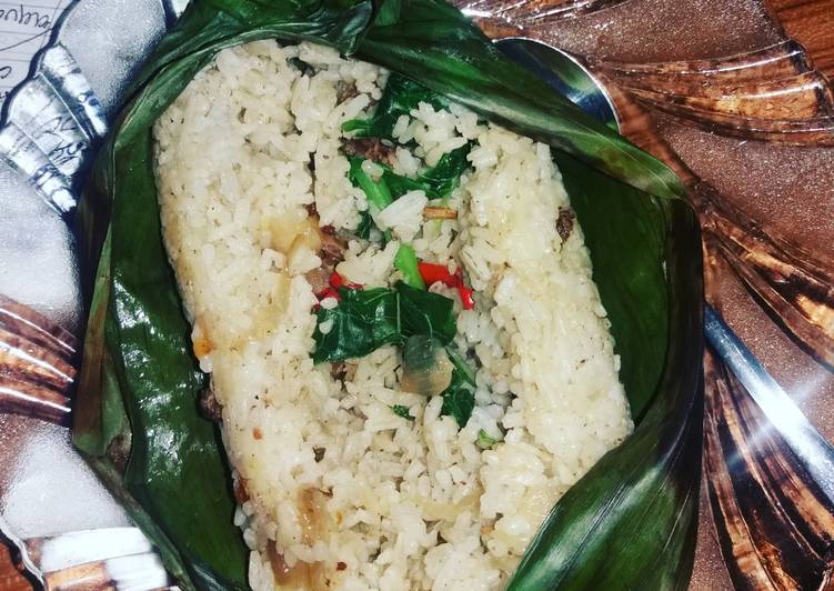 Cara Gampang meracik Nasi bakar isi ati ampela dan bayam yang Sempurna