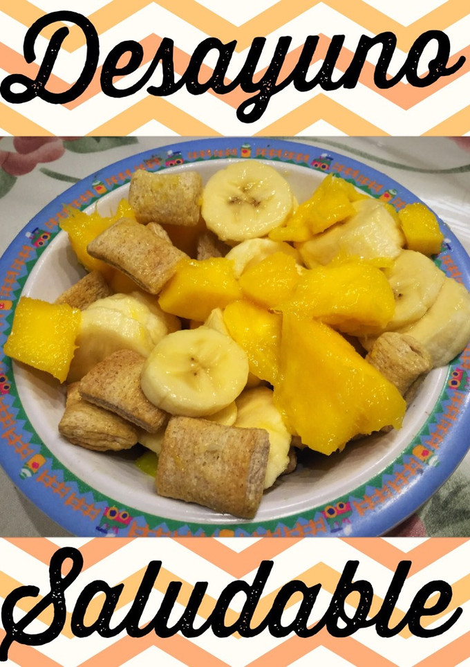 Una foto de Desayuno saludable: Mango, Banana y Cereales