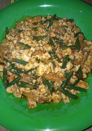 Foto resep Tumis tahu, kacang pedas