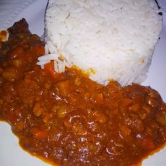 A picture of Tin Fish with mixed vegetables curry.