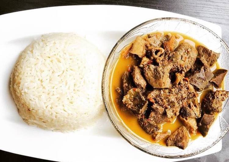 Recipe of Speedy Goat offals pepper soup and white rice