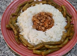 Une photo de Plat Riz Basmati / Haricots Verts et Viande Hachée 🇩🇿🇩🇿🇩🇿