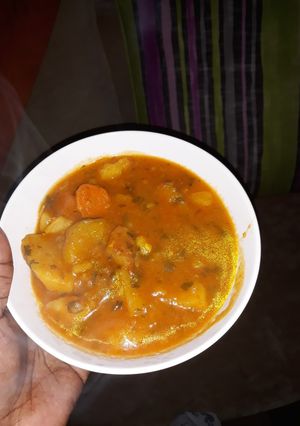 A picture of Yam curry #Jikonichallenge.