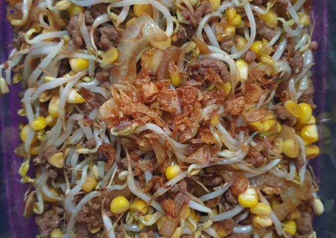 Tumis Taoge Jagung dan Daging Sapi Giling