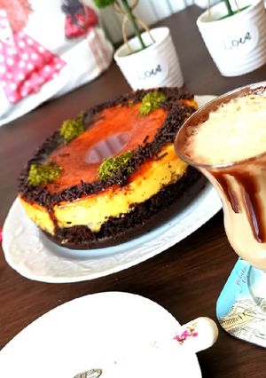 صورة لوصفة كيكة كريم كراميل بدون فرن 🌹