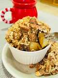 Pecan Pear crumble with candied ginger (Microwave 5 mins)