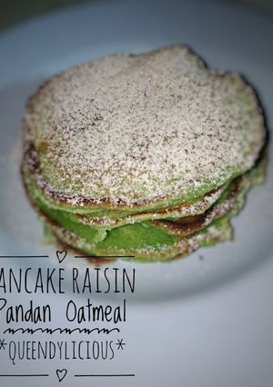 Foto resep Pancake Raisin Pandan Oatmeal