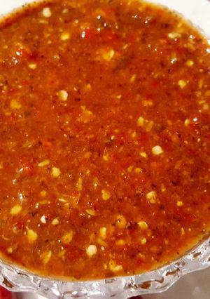 A picture of Lal mirch or Imli ki chutney.