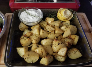 A picture of Lemon Oregano Roast Potatoes.