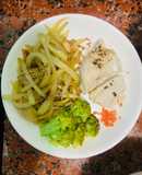 Su su xào+ bông cải hấp+ gà luộc (keto)