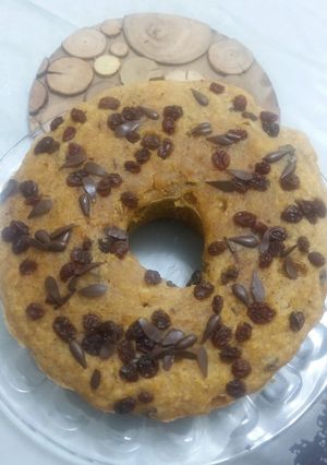 عکسی از دستور کیک کدو دارچینی کشمشی بدون تخم مرغ