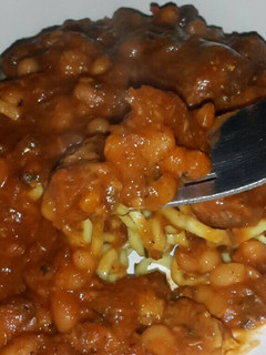 A picture of Pilchards and Baked Beans.