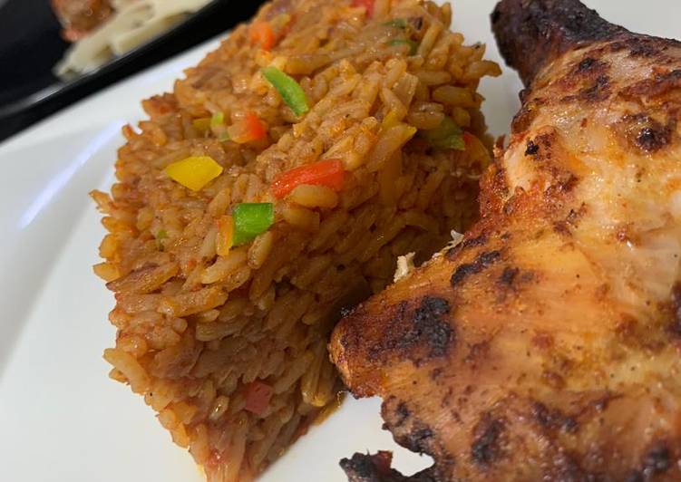 Easiest Way to Prepare Super Quick Homemade Jollof rice with grilled chicken