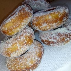Sugar and milk coated doughnuts A picture of Sugar and milk coated doughnuts.