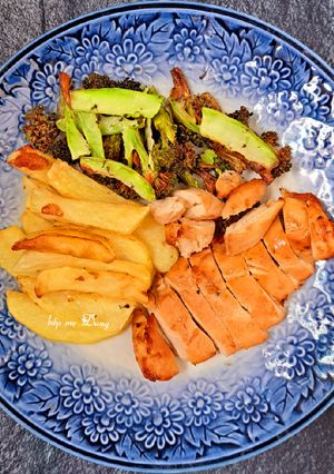 Hình của món Ức gà,rau củ nướng eat clean.