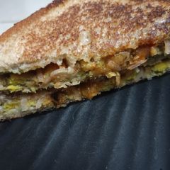 A picture of Leftover kele ki sabzi sandwich.