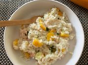 Une photo de risotto courgettes