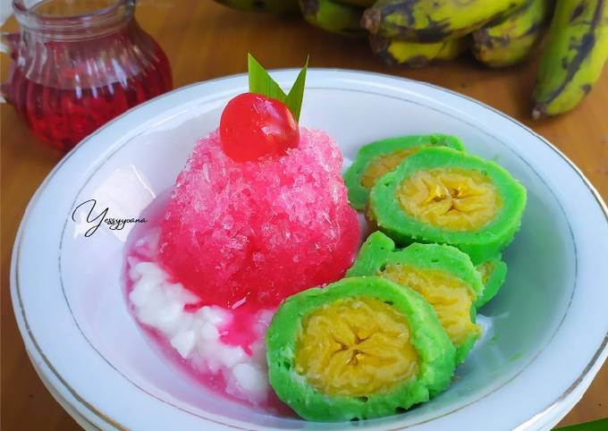 Es pisang ijo (khas makasar)