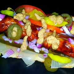 A picture of Mike's Octoberfest Bratwursts.