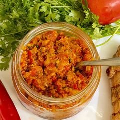 A picture of Fresh Red Chili 🌶️ & Gralic 🧄 Chutney(Winter Special).