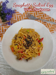 Foto resep Spaghetti Salted Egg with Mushroom