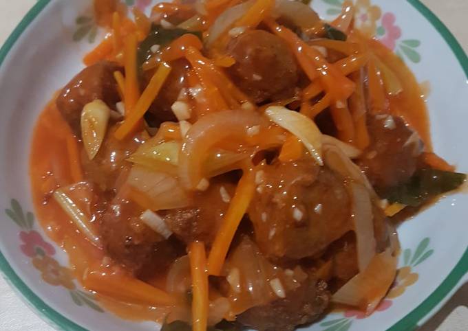 Bakso udang goreng saus asam manis