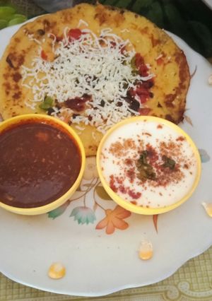 A picture of Healthy tasty crispy corn uttapam.