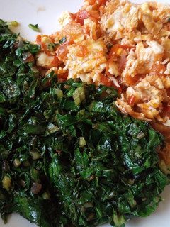 A picture of Fried Eggs with Spinach.