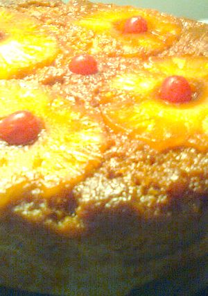 A picture of Upside down pineapple cake.