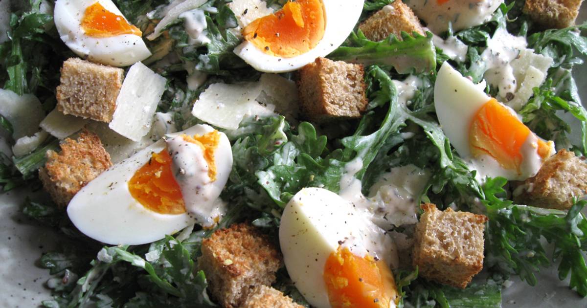 Shungiku (Edible Chrysanthemum) Caesar Salad Recipe by Hiroko Liston