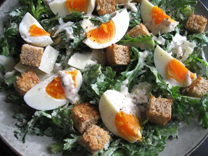 Recipe Shungiku (Edible Chrysanthemum) Caesar Salad the Delicious Really delicious