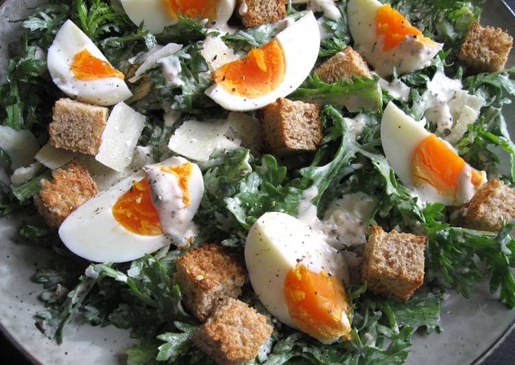 Recipe of Speedy Shungiku (Edible Chrysanthemum) Caesar Salad
